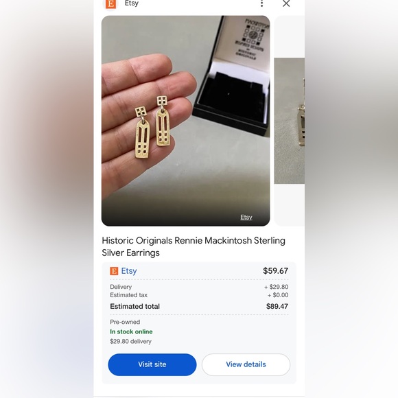 NEW Charles Rennie Macintosh sterling silver earrings , pic for similiar price - Picture 4 of 4